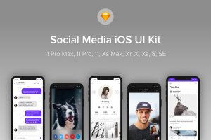 iOS平台社交媒体APP应用UI设计套件[for SKETCH] Social Media iOS UI Kit (Sketch)