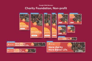慈善基金会/非营利类型Banner横幅广告设计模板v2 Charity Foundation, Non-profit Banners Ad
