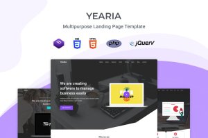 Bootstrap架构多用途网站着陆页HTML模板 Yearia – Multipurpose Landing Page Template