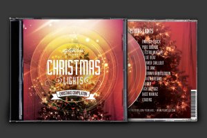 圣诞节主题风格CD封面设计模板 Christmas Lights CD Cover Artwork