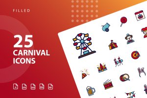 25枚狂欢节主题填充图标素材 Carnival Filled