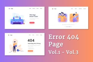 创意404网站错误页面设计PSD模板合集v1-3 Error 404 Page Vol.1 – 3