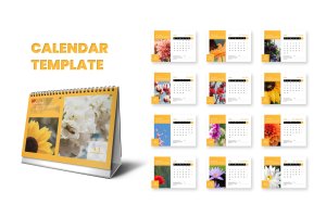 2020年风景花卉主题企业台历设计模板 Calendar 2020