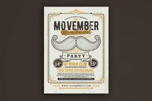 大胡子月派对传单模板下载 Movember Moustache Party
