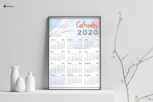 2020年单页挂历设计模板 Creative Calendar 2020 vol. 01 RY