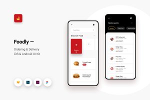 iOS&Android平台美食订餐类APP应用UI界面设计套件v5 Foodly – Ordering Delivery iOS & Android UI Kit 5
