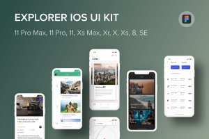 iOS端APP应用UI设计套件Figma模板 Explorer iOS UI Kit (Figma)
