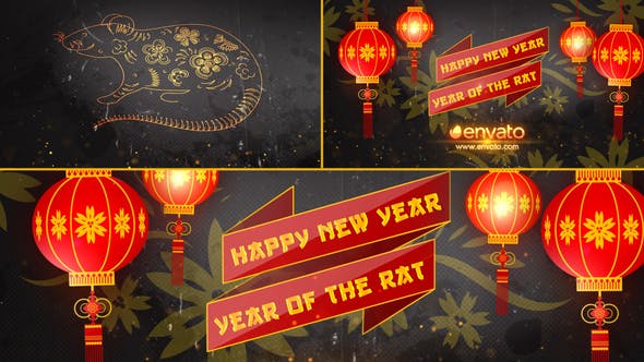 2020年中国风新年/鼠年晚会开场视频AE模板 Chinese New Year Opener 2020