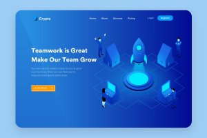 团队协作概念主题网站设计矢量插画 Start Up Teamwork Desktop Header Illustration