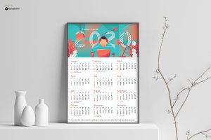 2020年创意单页日历设计模板 Creative Calendar 2020 GR