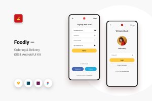 iOS&Android平台美食订餐类APP应用UI界面设计套件v6 Foodly – Ordering Delivery iOS & Android UI Kit 6