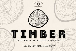 裂纹年轮树轮矢量插画 Timber Vector Tree Ring Illustrations