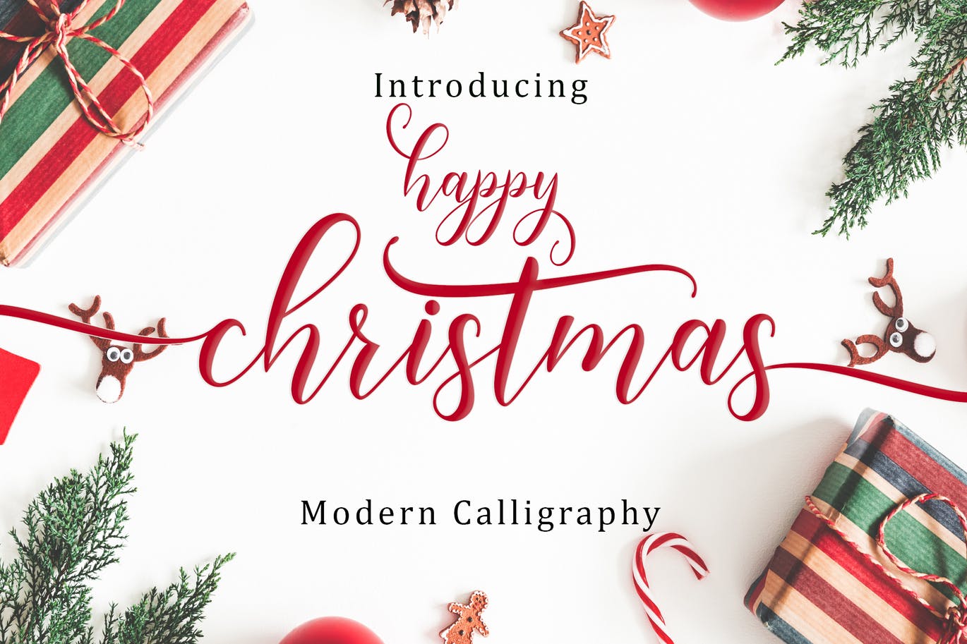 现代书写风格圣诞节主题英文草书字体happychristmasscript