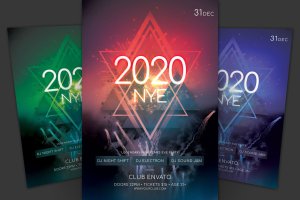 2020新年倒计时&DJ音乐活动海报传单模板 New Year Flyer