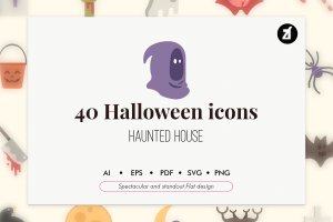 40枚万圣节元素矢量图标素材 40 Halloween elements