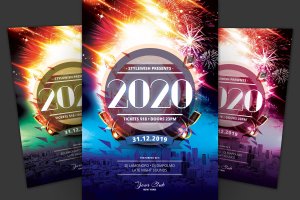 2020年新年倒计时活动邀请海报传单模板 New Year Flyer