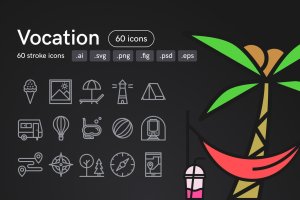 60枚职业职场相关矢量图标素材 Vocation Icons (60 Icons)