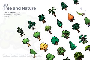 30枚树木大自然矢量图标 30 Tree Icons