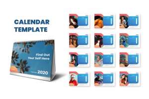 2020年人物主题新年台历设计模板 Calendar 2020