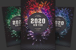2020年新年主题音乐活动海报传单设计模板 New Year Flyer