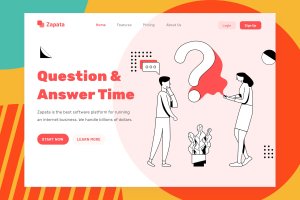 FAQ主题网站设计简笔画矢量插画设计素材 Zapata – FAQ Header