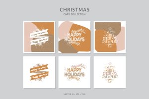 创意三色设计风格诞节贺卡矢量设计模板集v4 Christmas Greeting Card Vector Set