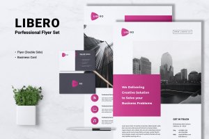 创意机构宣传单&名片设计模板 LIBERO Creative Agency Flyer & Business Card