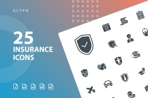 25枚保险行业标志符号矢量图标 Insurance Glyph