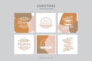 创意三色设计风格诞节贺卡矢量设计模板集v3 Christmas Greeting Card Vector Set