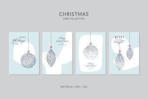 圣诞元素装饰艺术圣诞节贺卡矢量设计模板集v3 Christmas Greeting Card Vector Set