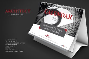 2020年建筑行业主题高端台历设计模板 2020 Architect / Building / Office Calendar Pro
