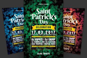 爱尔兰国庆日圣帕特里克节海报传单模板 Saint Patricks Day Flyer