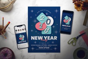 2020年新年主题活动海报传单设计模板 New Year Flyer Set