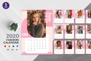 时尚行业主题2020年日历设计模板 Trendy Fashion 2020 Calendar – AI, DOC, PSD