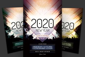 2020年新年DJ音乐派对海报传单设计模板 New Year Flyer