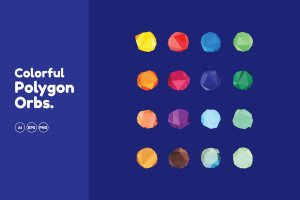彩色多边形球体矢量图形素材 Colorful Polygon Orbs