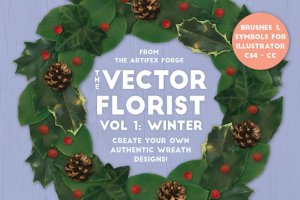 逼真植物花卉图案AI笔刷 The Vector Florist – Brushes: Winter