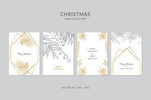 圣诞元素装饰艺术圣诞节贺卡矢量设计模板集v6 Christmas Greeting Card Vector Set