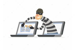 黑客窃取密码-彩色矢量插画素材 Hacker stealing password – colorful illustration