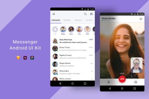 Android平台社交APP好友列表&视频通话界面设计模板 Messenger Android UI Kit