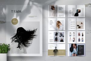 时尚服装品牌产品目录/画册设计模板 DE LIGHT Minimalist Fashion Magazine