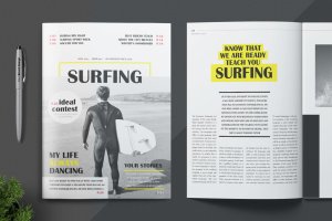 海上冲浪主题杂志设计模板 Magazine Template