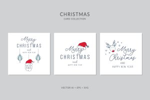 简约设计风格圣诞节贺卡矢量设计模板集 Christmas Greeting Card Vector Set