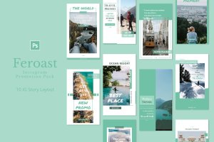 度假旅行Instagram故事海报设计套装 Feroast – Instagram Story Pack