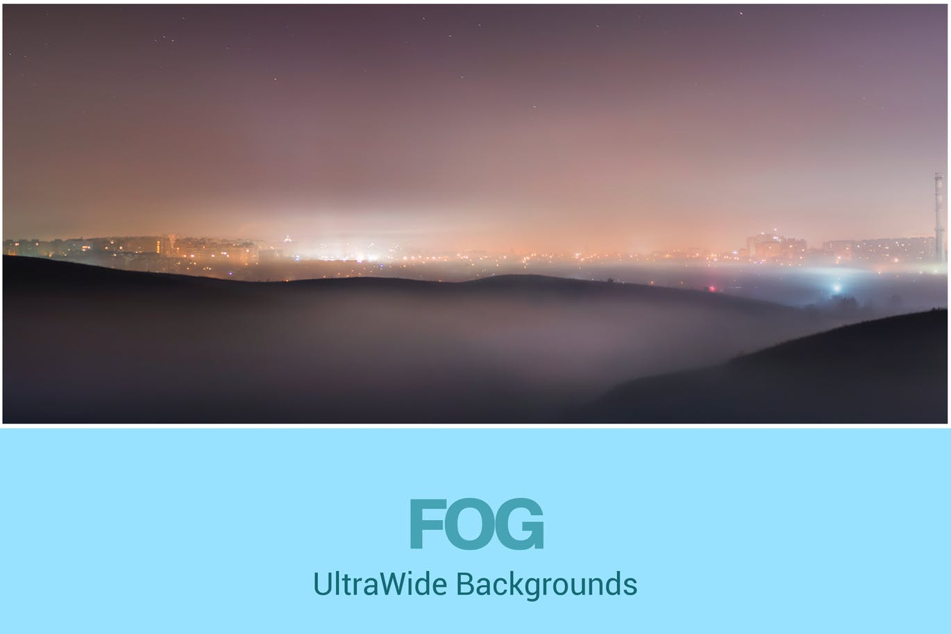 超高清雾都夜景全景图背景图素材 ultrawide city and fog