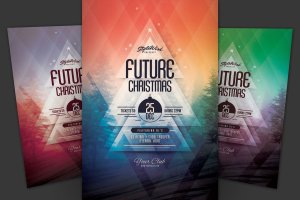 未来圣诞树海报传单设计模板 Future Christmas Flyer