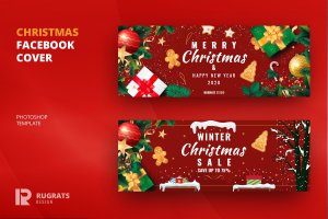 Facebook社交平台圣诞节主题封面/Banner设计模板 Christmas R1 Facebook Cover & Banner
