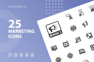 25枚市场营销Chromatic风格矢量图标 Marketing Chromatic Icons