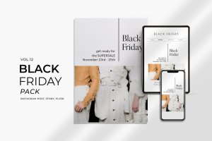 多尺寸黑色星期五促销活动宣传单设计模板v12 Black Friday Promotion Flyer and Instagram Vol. 11