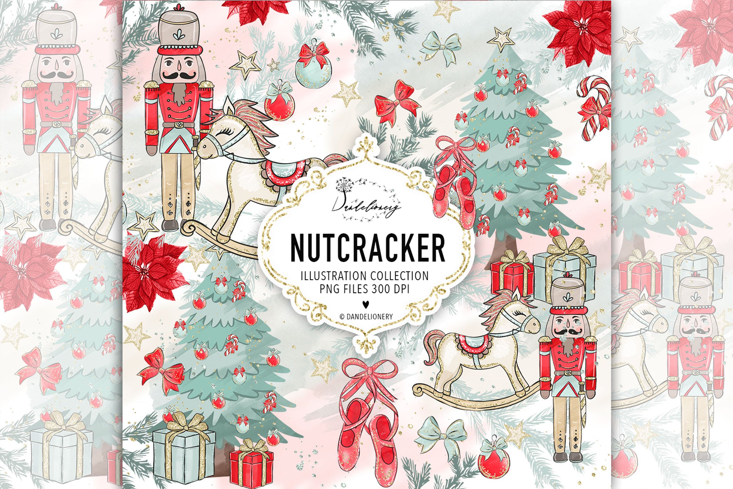 圣诞节胡桃夹子矢量手绘设计素材christmasnutcrackerdesign